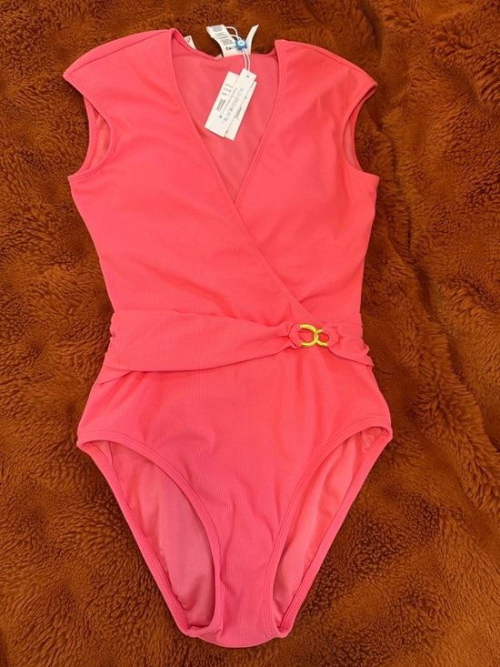 Bleu Rod Beattie Other - Bleu Rod Beattie Coral Pink One-Piece Swimsuit with Gold Accent